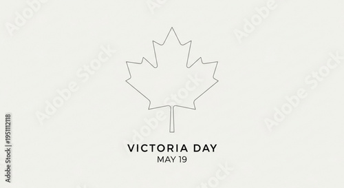 Victoria day celebration graphic with maple leaf outline and date may 19 symbolizing canadian holiday