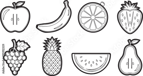A delightful assortment of fruit illustrations showcasing various types of fresh produce Vector