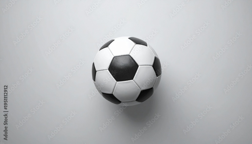 Fototapeta premium Classic Soccer Ball on Simple Background Depicting Team Sports and Athletic Activities.