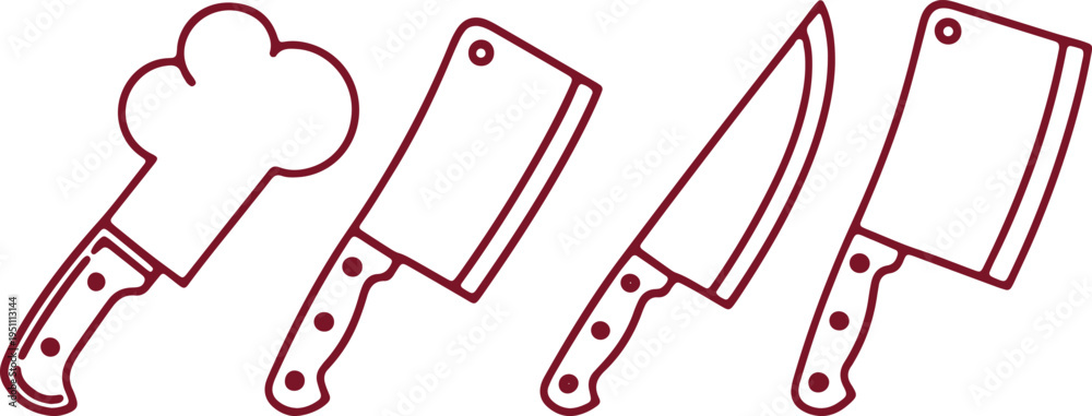 Fototapeta premium Assorted kitchen knives and a grater for culinary preparation tasks