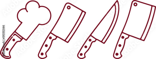 Assorted kitchen knives and a grater for culinary preparation tasks