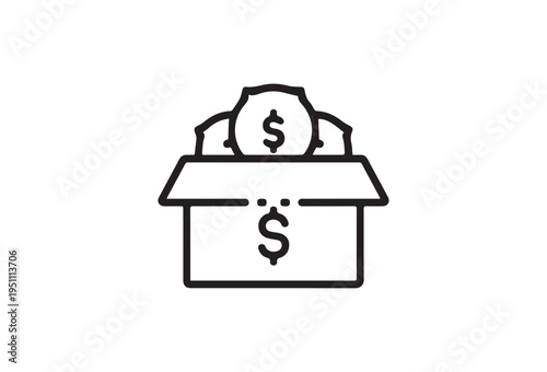 Vector money box icon with dollar sign