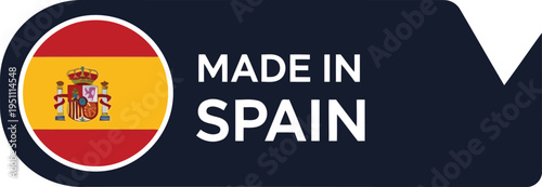 Made in Spain Badge Icon with National Flag Emblem for Product Packaging and Export Labeling