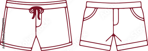 Comparison of swim shorts and traditional boxer shorts with drawstrings