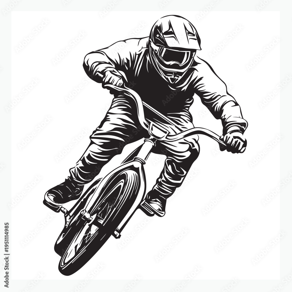 Naklejka premium vector illustration of a bmx bike athlete