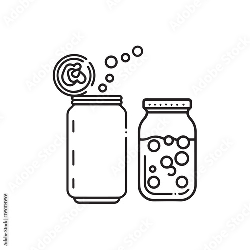 Vector illustration of two jars with bubbles