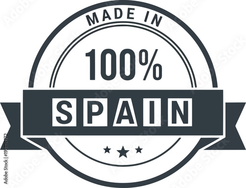 Made in 100% Spain Stamp Vector Label for Authentic Spanish Products and Quality Certification