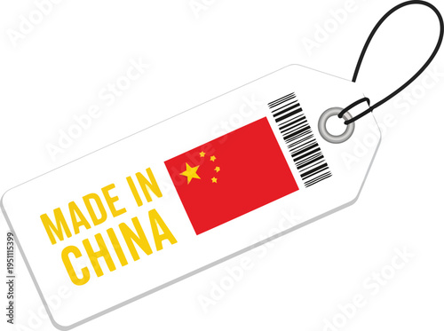 Made in China Product Tag with Flag and Barcode for Retail and Import Export Logistics