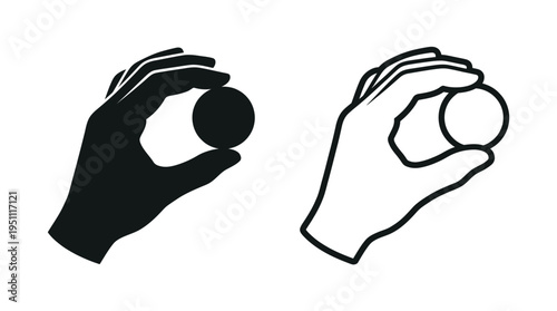 Two hands gently holding spherical objects one solid and one partially transparent silhouette