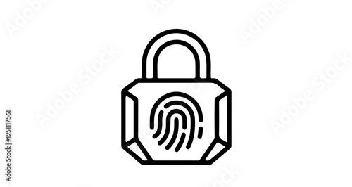 ​Biometric padlock icon with fingerprint scan for cyber security and secure access and key