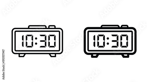Two digital alarm clocks displaying ten thirty a minimalist graphic representation silhouette