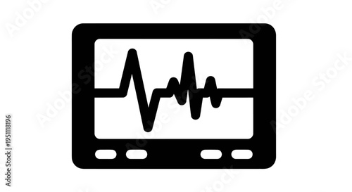 Heart Rate Monitor Icon showing ECG Waveform for Cardiology