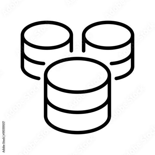  Data mart thin line icon. Organization. Data processing, information, digital technology concept. Black outline vector sign.