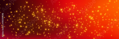Sparkling bokeh particles create festive atmosphere on dark backdrop. Golden shimmer and glitter effects blend into modern celebration design with luminous holiday accents.