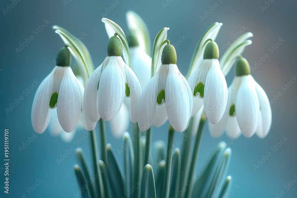 Fototapeta premium Snowdrop Flowers Capturing the Quiet Essence of Early Springtime