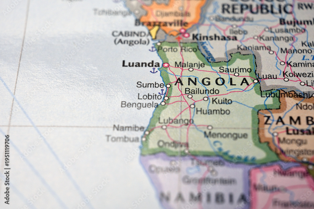 Obraz premium Lobito Angola – Map Location with Blurred Background