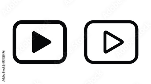Two play button icons one filled and one outlined presented in a simple design silhouette
