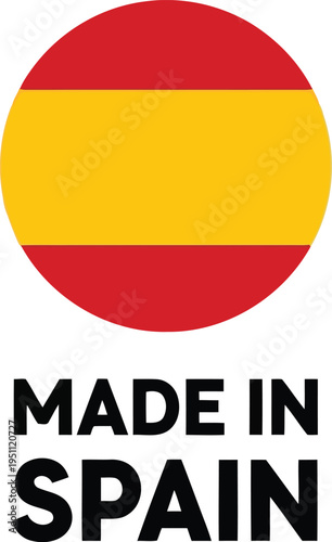 Made in Spain Seal with Spanish Flag Circle Icon for Product Labeling and Branding