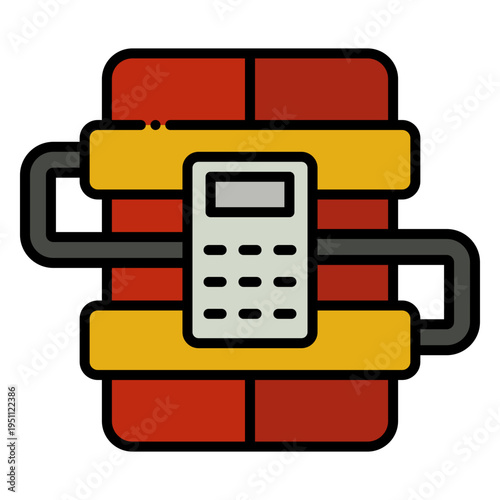 Bomb with Digital Timer Device Vector Illustration