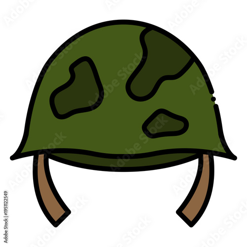 Cartoon Military Helmet with Camouflage Pattern
