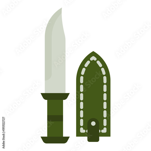Hunting Knife with Sheath Vector Illustration