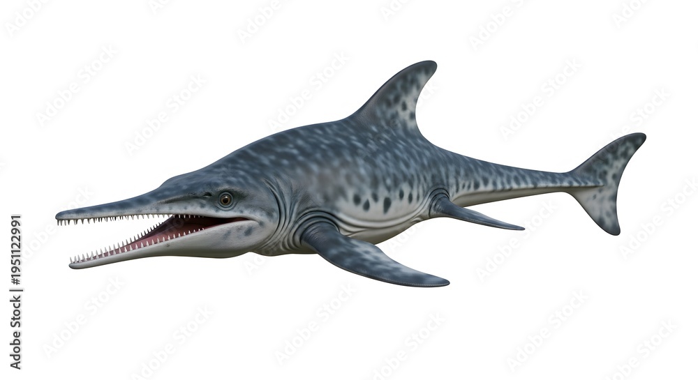 Obraz premium Prehistoric shark with sharp teeth and spotted skin