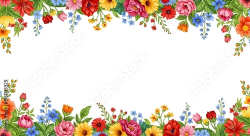 Border design featuring assorted wildflowers and foliage