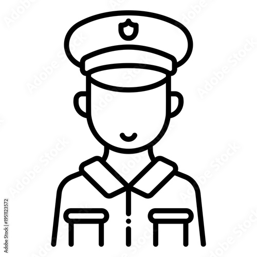 Outline Illustration of a Soldier in Uniform
