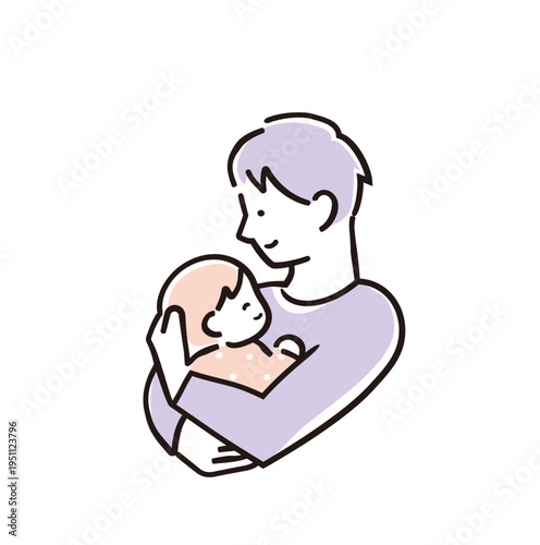 赤ちゃんを優しく抱く父親｜親子のイメージ
