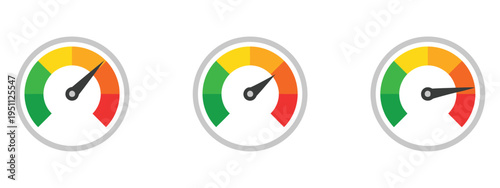 Low high medium priority icon set, vector progress scale icons, low, medium, high indicators, pressure, power, and fuel level symbols