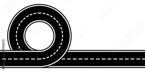 Winding road. Journey traffic curved highway. Winding asphalt empty line isolated vector concept.	
