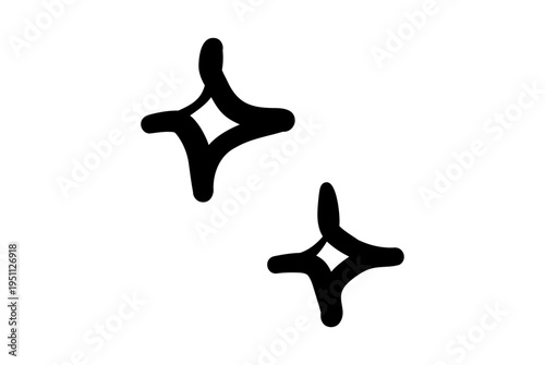 黒ペンで描いた手描きのキラキラ星イラスト