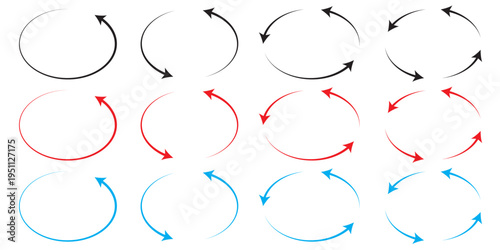 circle arrow icon set. circular arrow icon, refresh, reload, Round shape. Set of circle arrows rotating on white backgroundEPS10