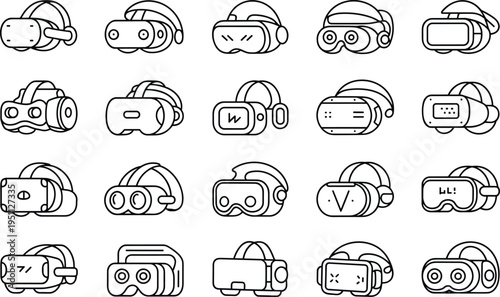 Set of twenty virtual reality headset line