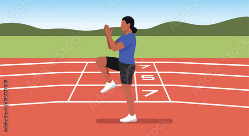 Runner practices on track, preparing for race