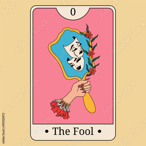 The Fool Tarot Card Illustration Hand Mirror Concept
