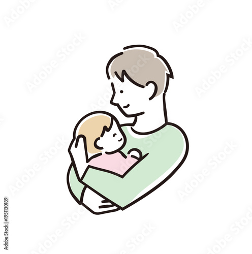 赤ちゃんを優しく抱く父親｜親子のイメージ カラフル