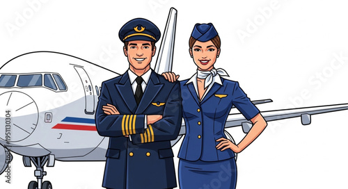Airline pilot and female flight.