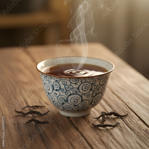 Close up of black tea on table