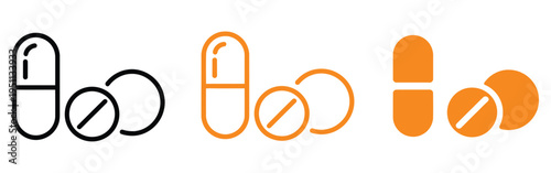 Painkiller pills icon, clean vector web design icon, medicine capsules and tablets, healthcare and pharmacy illustration