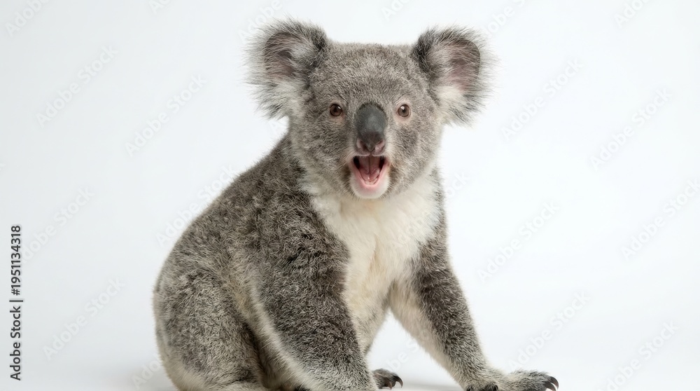 Fototapeta premium Koala sitting on white background.