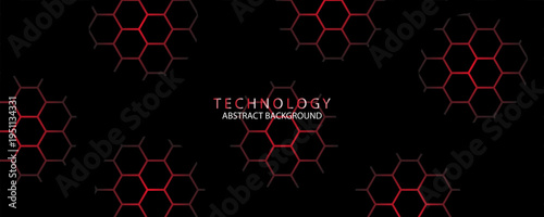 Futuristic modern technology wide banner featuring bright red energy flashes.