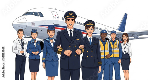Airline Crew Standing in Front.