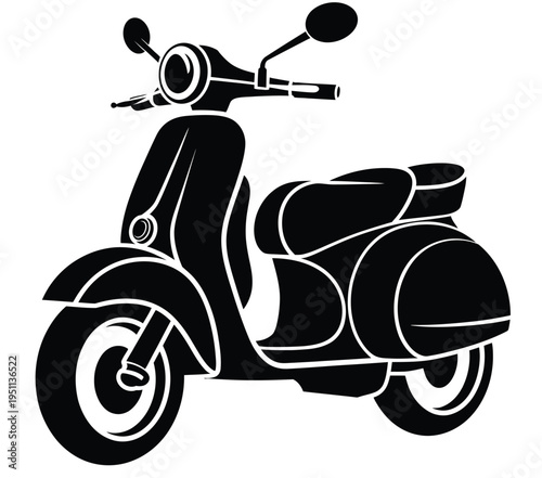 Black and white of a bicycle with a basket and a bell bike handlebar