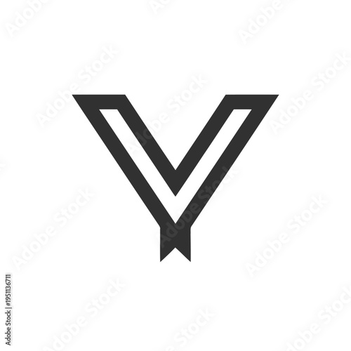 Modern V-shaped emblem symbolizing achievement, success, and peak performance, designed with a clean, geometric line art style for a distinctive visual identity and corporate branding