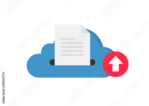 Cloud Storage Upload Icon and Document Backup Stock Illustration.
