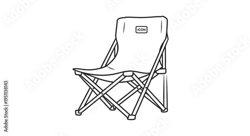 A line drawing of a folding chair.
