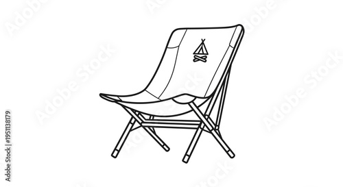 A line drawing of a folding chair.