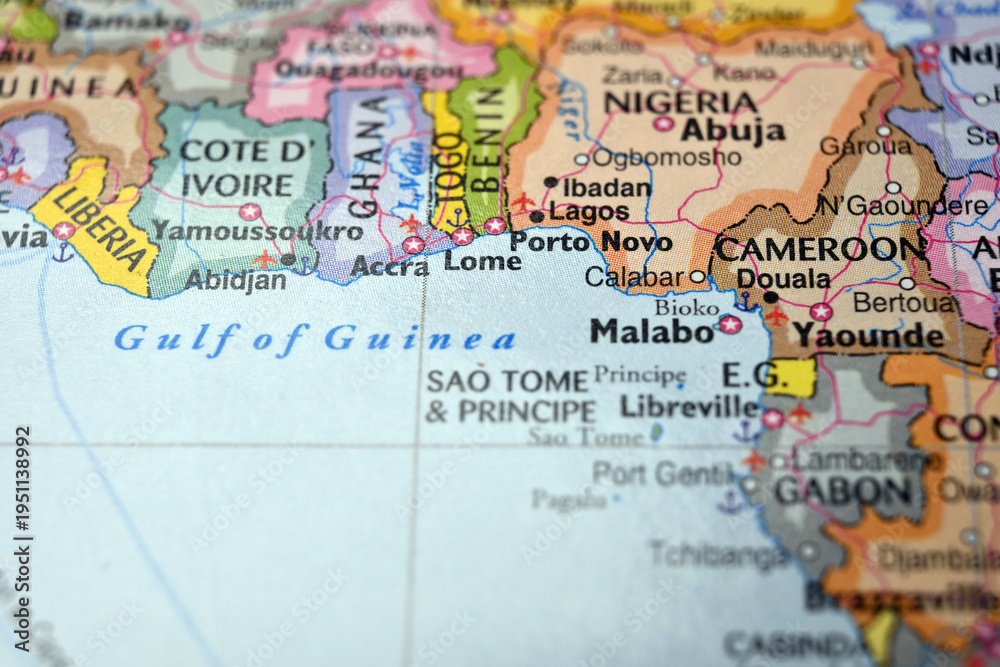 Obraz premium Lome Togo Macro World Map Defocused Bokeh Background Close Up Image