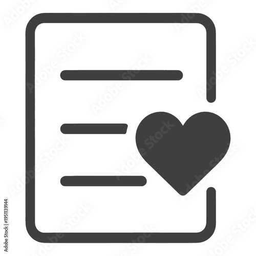 Document With Heart Symbol Vector Icon
